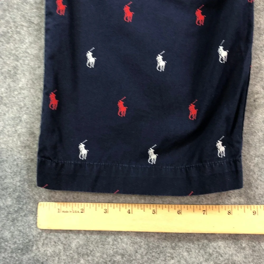 Polo Ralph Lauren Lounge Pants Mens L Straight Leg Navy Logo Pattern Sleepwear